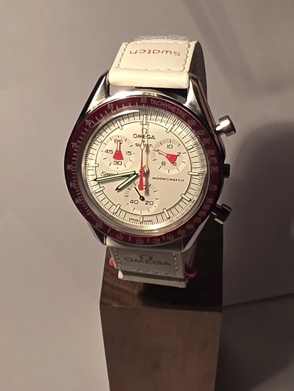 SWATCH MOONWATCH 1 Speedmaster STAINLESS STEEL CASE YOU PICK BEZEL COLOR 42mm